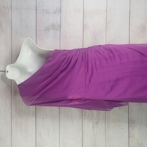 Tadashi Shoji fuschia column one shoulder gown sz 12 - Picture 6 of 16